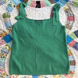 Ann Taylor Green Tie-Shoulder Knit Tank NWT
